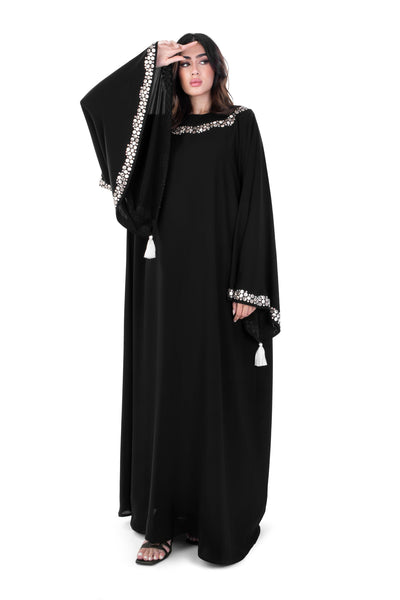 Hanayen Bell Sleeves Crystalized Abaya