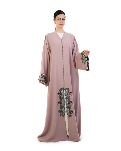 Hanayen Color Abaya With Embroidery Details