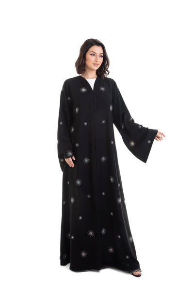 Hanayen Crystals Design Black Modest Abaya
