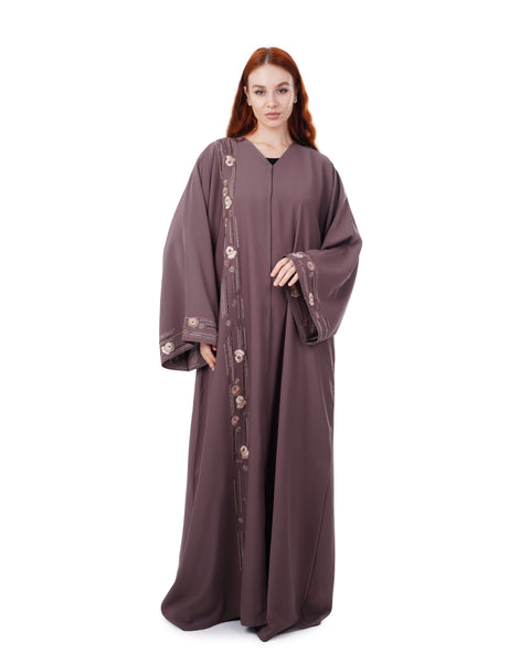 Hanayen Embroidered Modest Wear Abaya With Beads