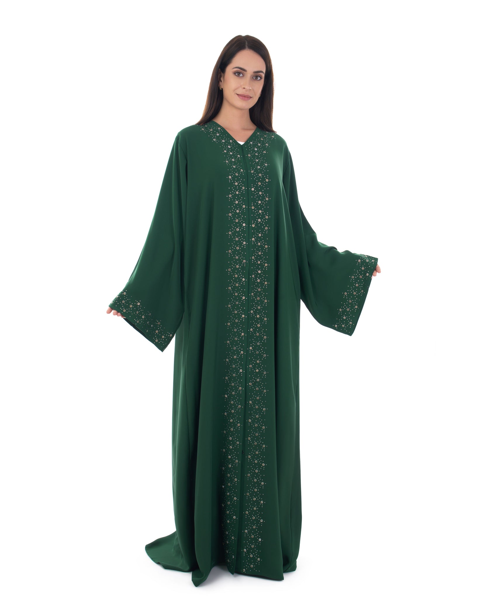 Hanayen Green Abaya Embellished With Crystals