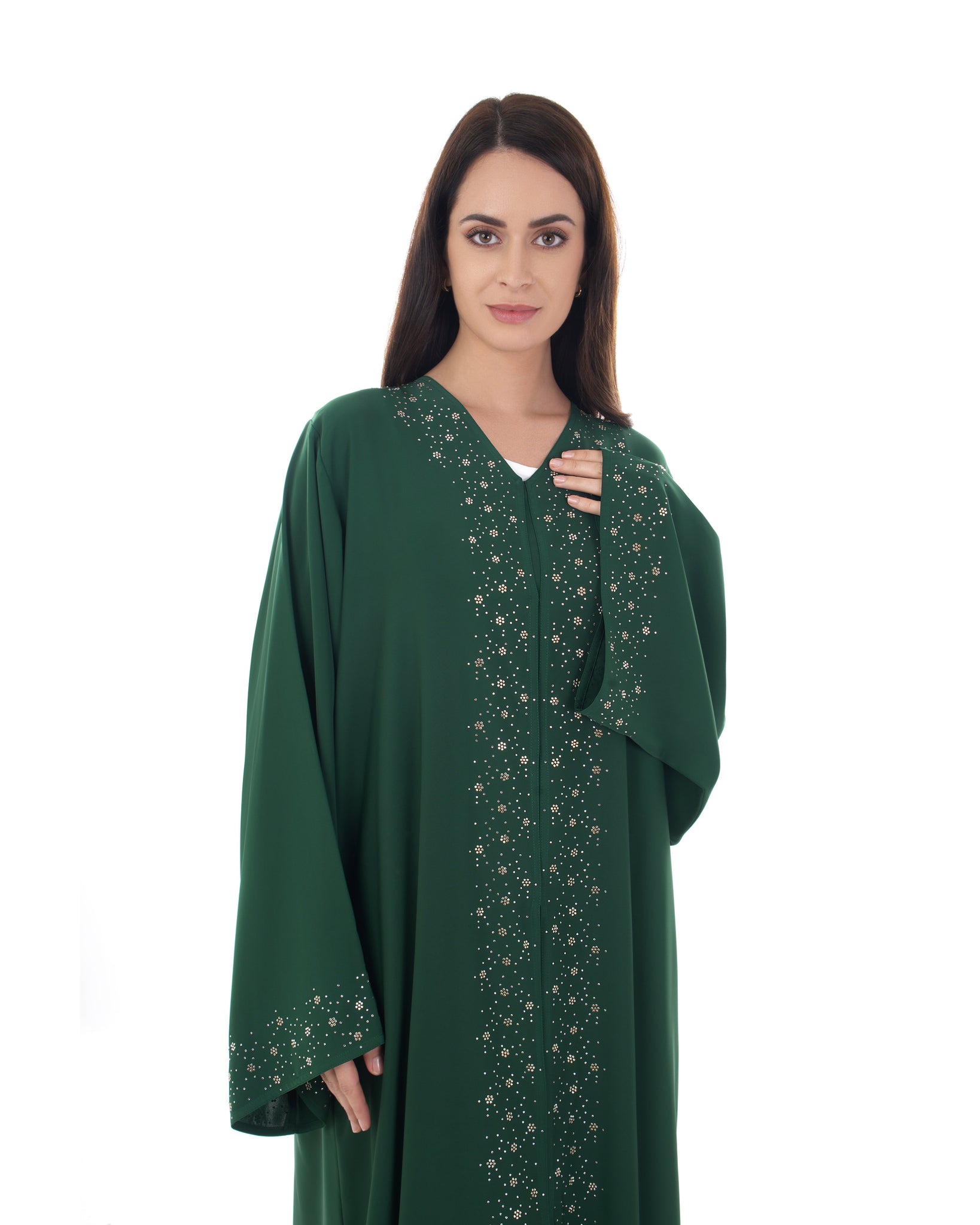 Hanayen Green Abaya Embellished With Crystals