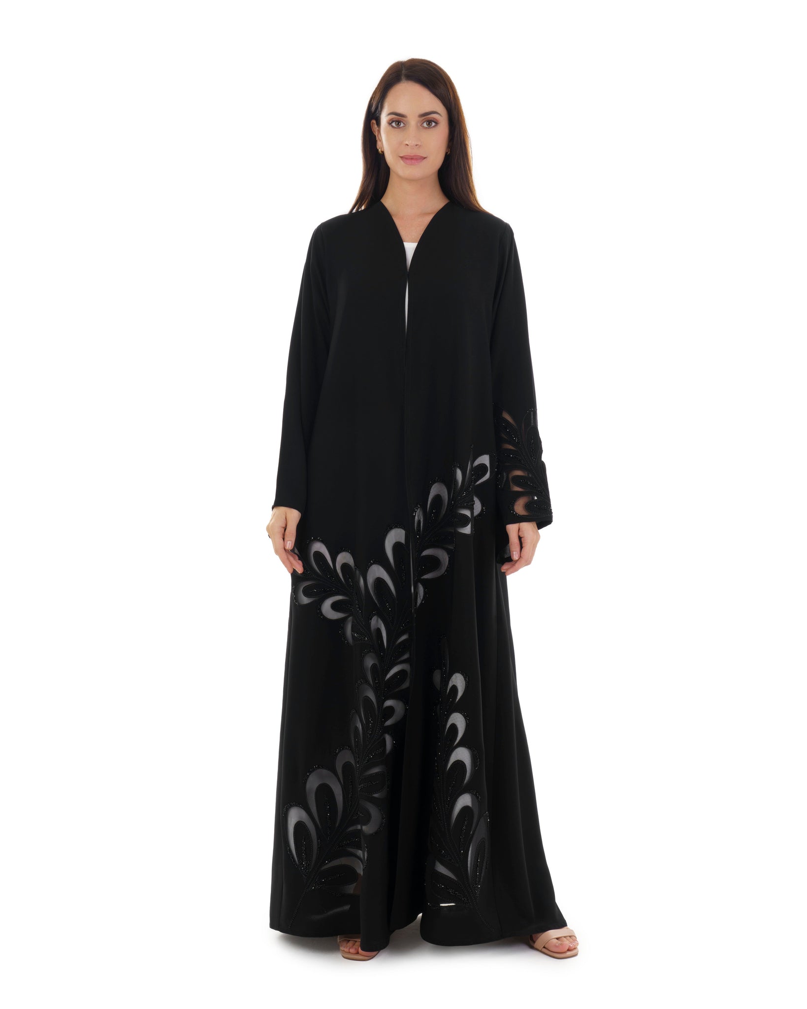 Hanayen Handcrafted Beaded Abaya With Toor Design