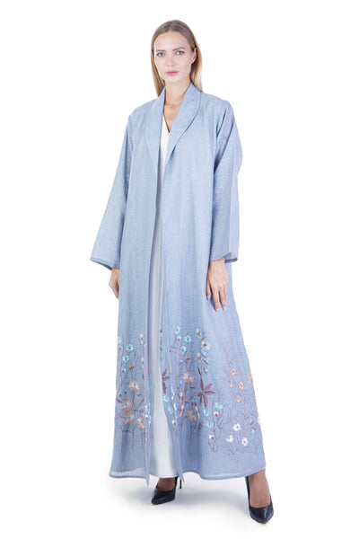 Hanayen Linen Embroidered Abaya