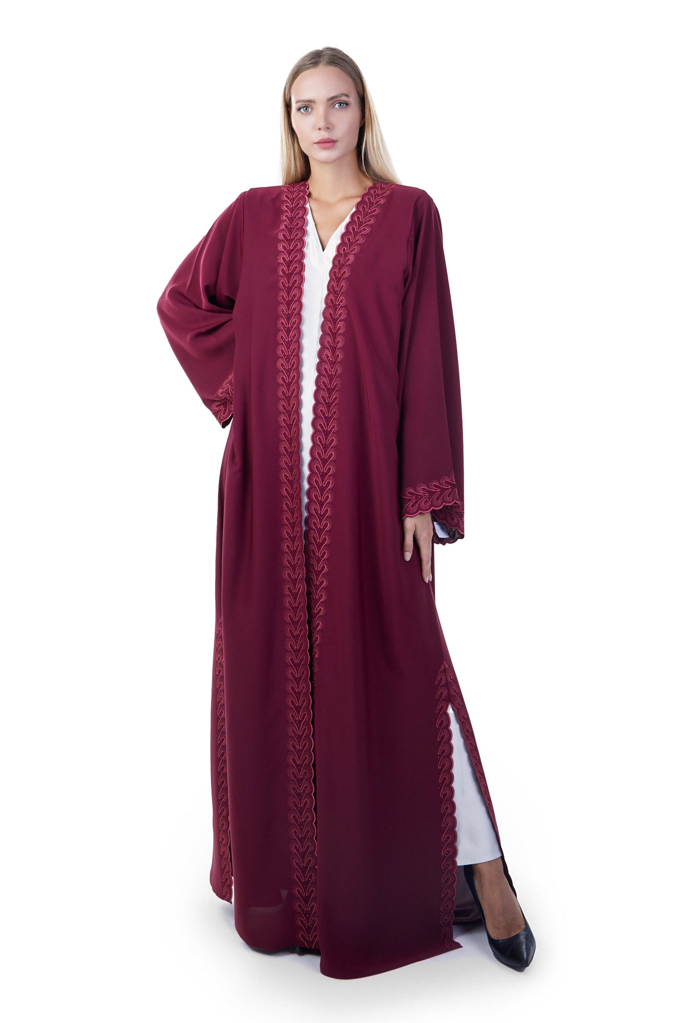 Hanayen Modern Trendy Maroon Abaya