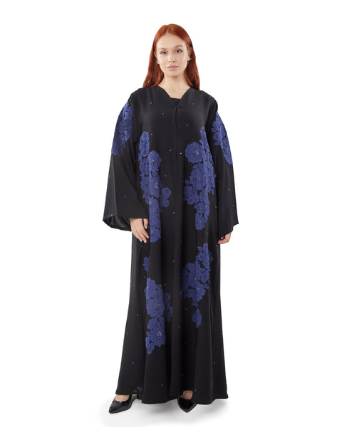 Hanayen Modest Black Abaya With Lace Inserts