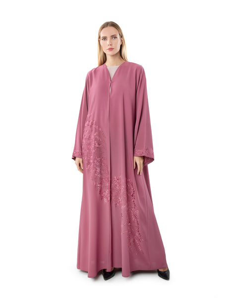Hanayen Pink Abaya Embroidery Design