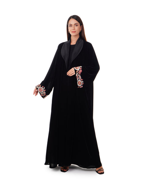 Hanayen Velvet Abaya With Sleeves Design