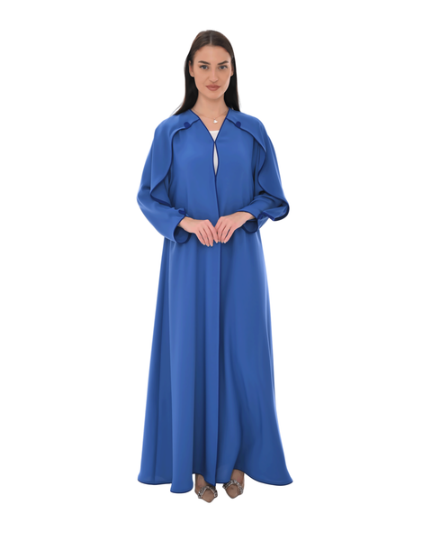 Hanayen Hanayen Blue Abaya with Layered Cape Sleeves best abaya online in dubai