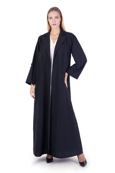 Hanayen Lapel Abaya With Button Details