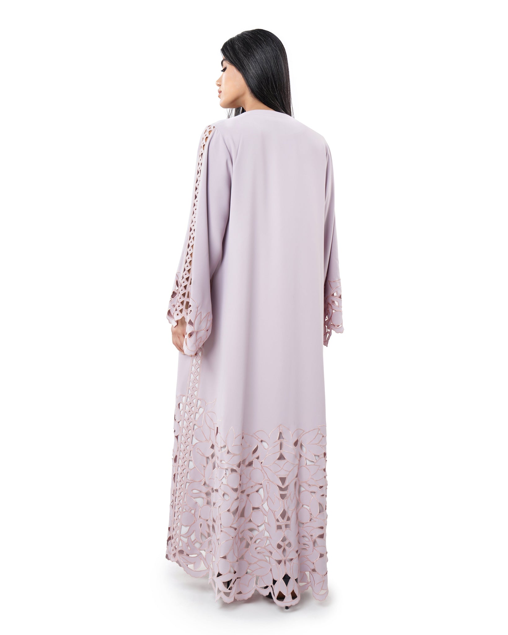 Hanayen Laser-Cut Abaya with Artistic Details