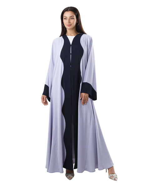 Hanayen Lavender and Black Contrast Abaya best abaya online in dubai