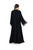 Hanayen Luxe Black Abaya with Artisanal Grey Floral Scalloped Embroidery best abaya online in dubai