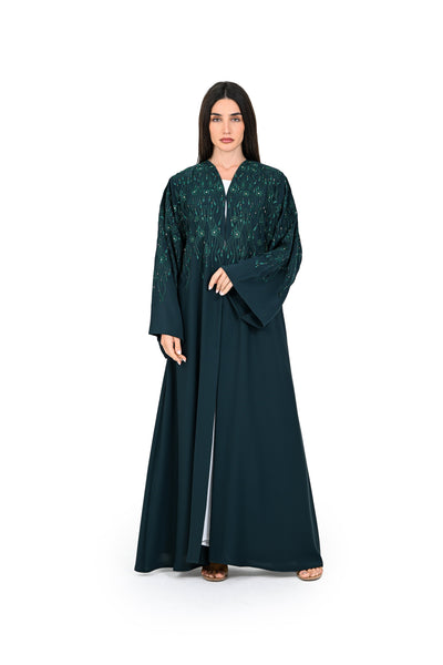 Hanayen Luxury Abaya with Intricate Crystals Droplet Embroidery best abaya online in dubai