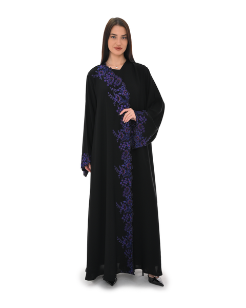 Hanayen Luxury Black Abaya with Crystal & Embroidery best abaya online in dubai