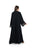 Hanayen Luxury Black Abaya with Intricate Geometric Studded Panels best abaya online in dubai