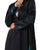 Hanayen Luxury Black Coat-Style Abaya with Teal Floral Embroidery best abaya online in dubai