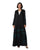 Hanayen Luxury Black Coat-Style Abaya with Teal Floral Embroidery best abaya online in dubai