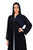 Hanayen Luxury Black & Navy Abaya with Floral Lace Sleeves and Crystal Accents best abaya online in dubai