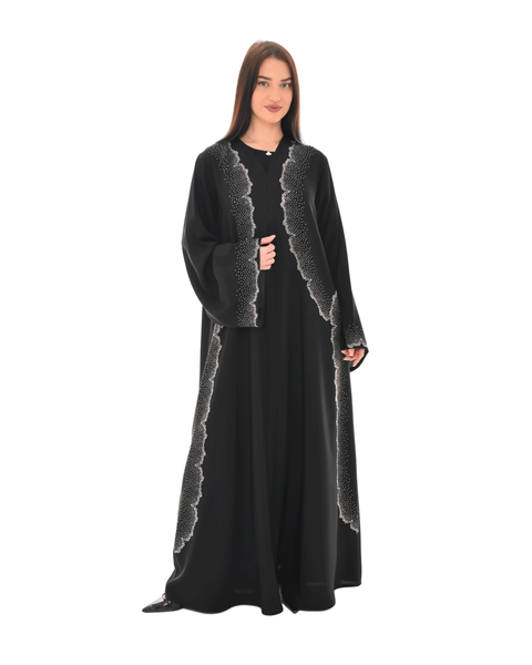 Hanayen Luxury Crystal-Embellished Open Abaya | Dubai Edition best abaya online in dubai
