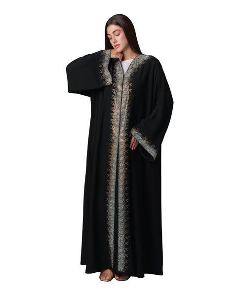 Hanayen Luxury Open Abaya Embellished With Authentic Swarovski Elements & Crystals best abaya online in dubai