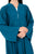 Hanayen Luxury Teal Abaya with Arched Piping and Crystal Embellishments best abaya online in dubai