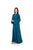 Hanayen Luxury Teal Abaya with Arched Piping and Crystal Embellishments best abaya online in dubai