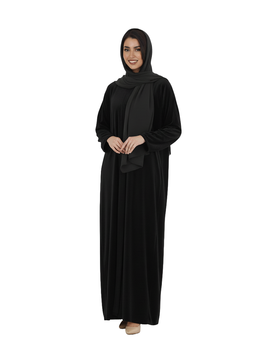 Hanayen Luxury Velvet Black Abaya best abaya online in dubai