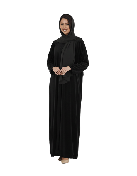Hanayen Luxury Velvet Black Abaya best abaya online in dubai