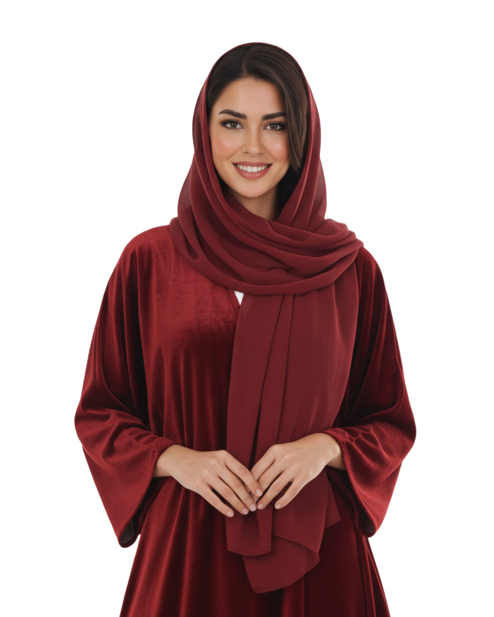 Hanayen Luxury Velvet Maroon Abaya best abaya online in dubai