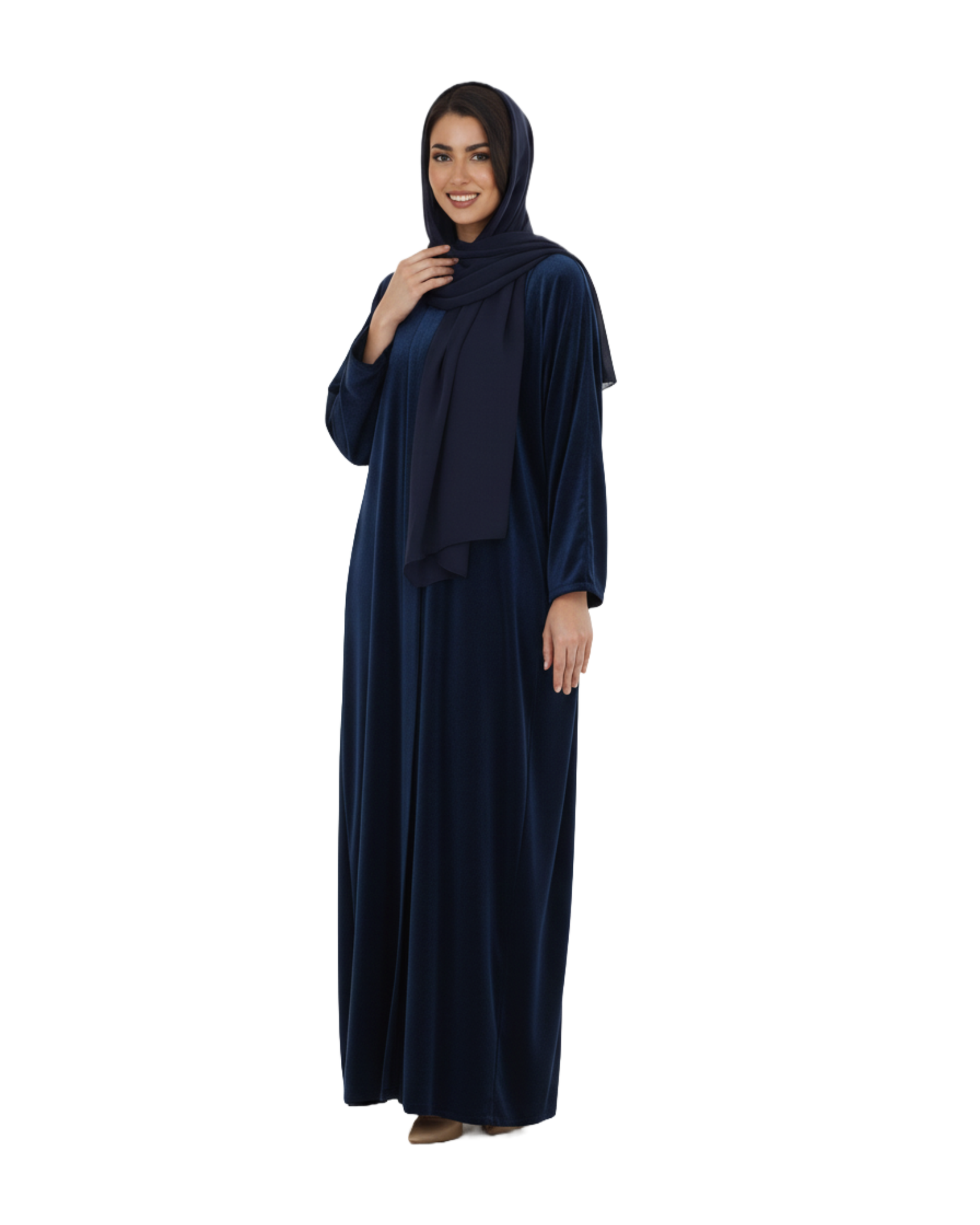 Hanayen Luxury Velvet Navy Blue Abaya best abaya online in dubai