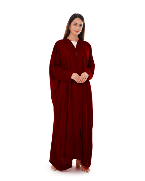 Hanayen Plain Maroon Velvet Abaya | Clearance best abaya online in dubai