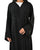 Hanayen Midnight Noir Abaya with Tonal Floral Appliqué & Scalloped Lace Hem best abaya online in dubai