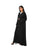 Hanayen Midnight Noir Abaya with Tonal Floral Appliqué & Scalloped Lace Hem best abaya online in dubai