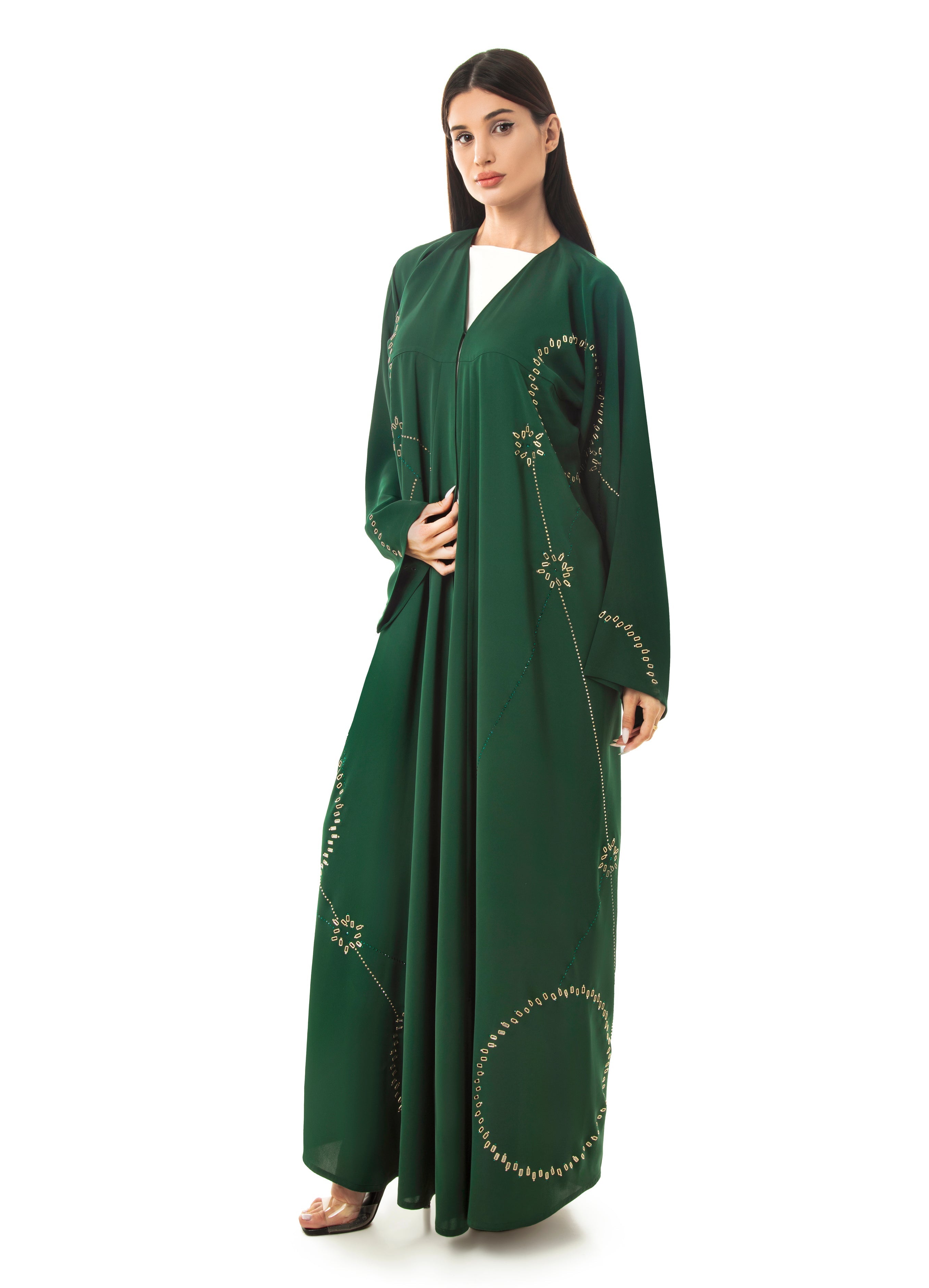 Buy Online Modern Asymmetric Green Abaya | Luxury Online Abaya | Women's Abaya Online Buy Online Modern Asymmetric Green Abaya | Luxury Online Abaya | Women's Abaya Online
