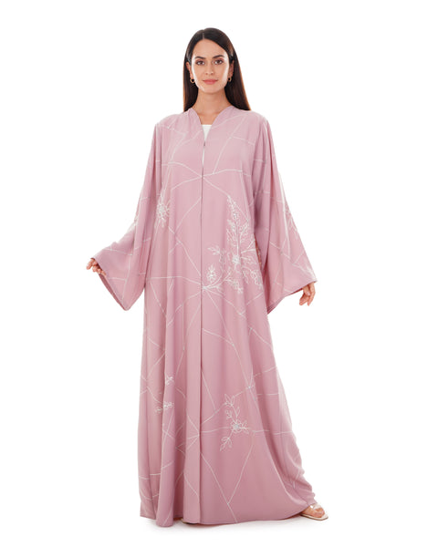 Hanayen Modern Pink Abaya With Intricate Ary Design