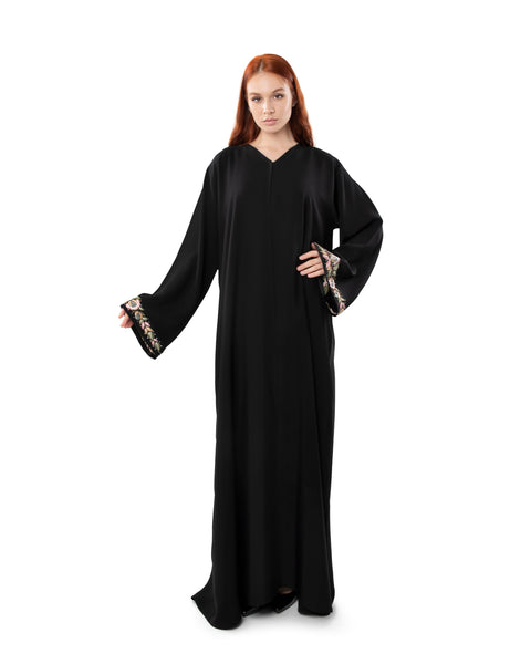 Hanayen Modest Abaya With Sleeves Embroidery