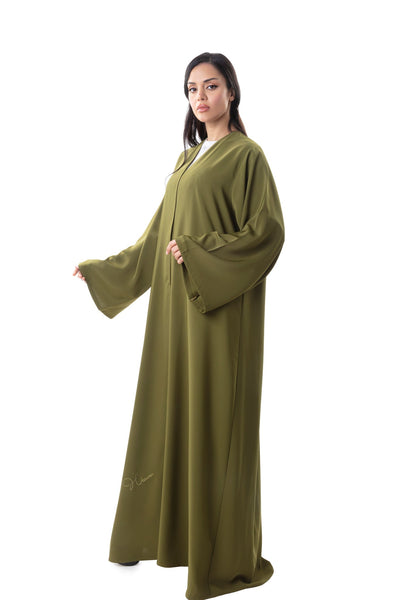 Hanayen Moss Green Plain Cut abaya | Clearance best abaya online in dubai