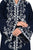 Hanayen Navy Blue Abaya with Intricate Artisanal White Scroll Embroidery best abaya online in dubai