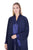 Hanayen Navy Blue Satin Lapel Abaya