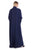 Hanayen Navy Blue Satin Lapel Abaya