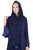 Hanayen Navy Blue Satin Lapel Abaya