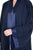 Hanayen Navy Blue Satin Lapel Abaya