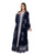 Hanayen Navy Blue Velvet Abaya With Lace Insert