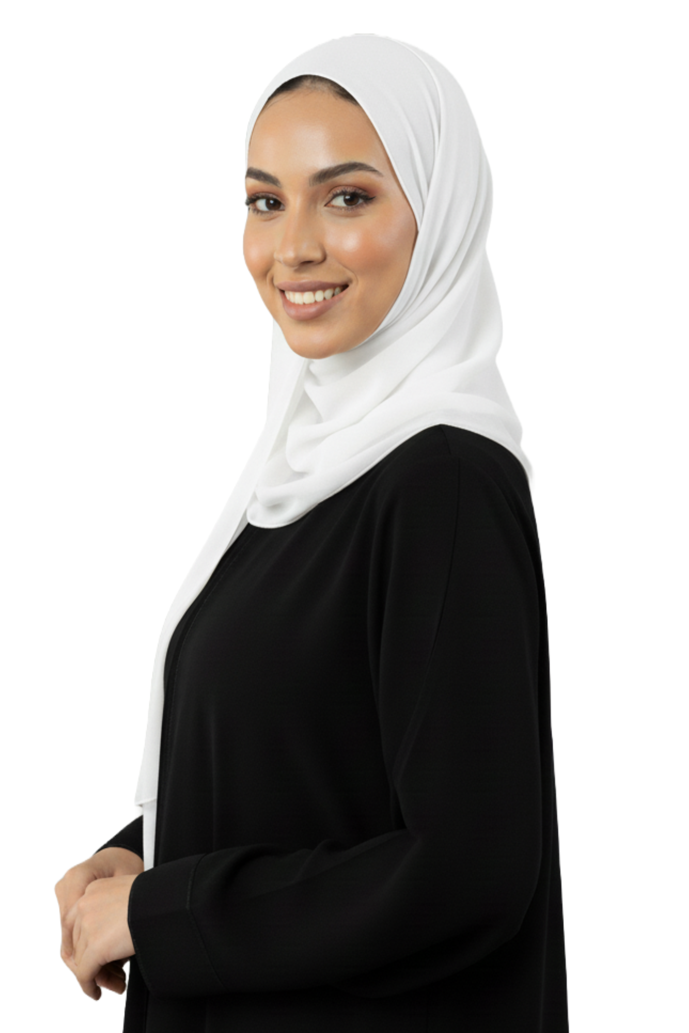 Hanayen Off-White Chiffon Sheila – Custom Size best abaya online in dubai