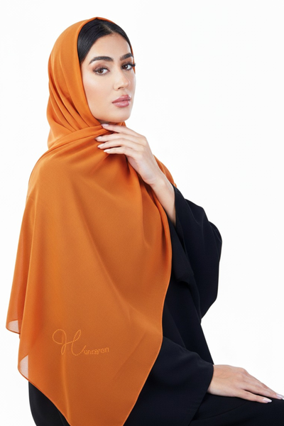 Hanayen Orange Chiffon Sheila best abaya online in dubai