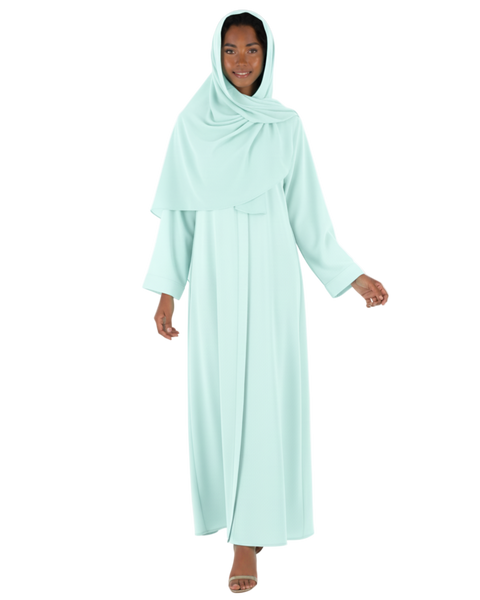 Hanayen Pale Cyan Plain Abaya best abaya online in dubai