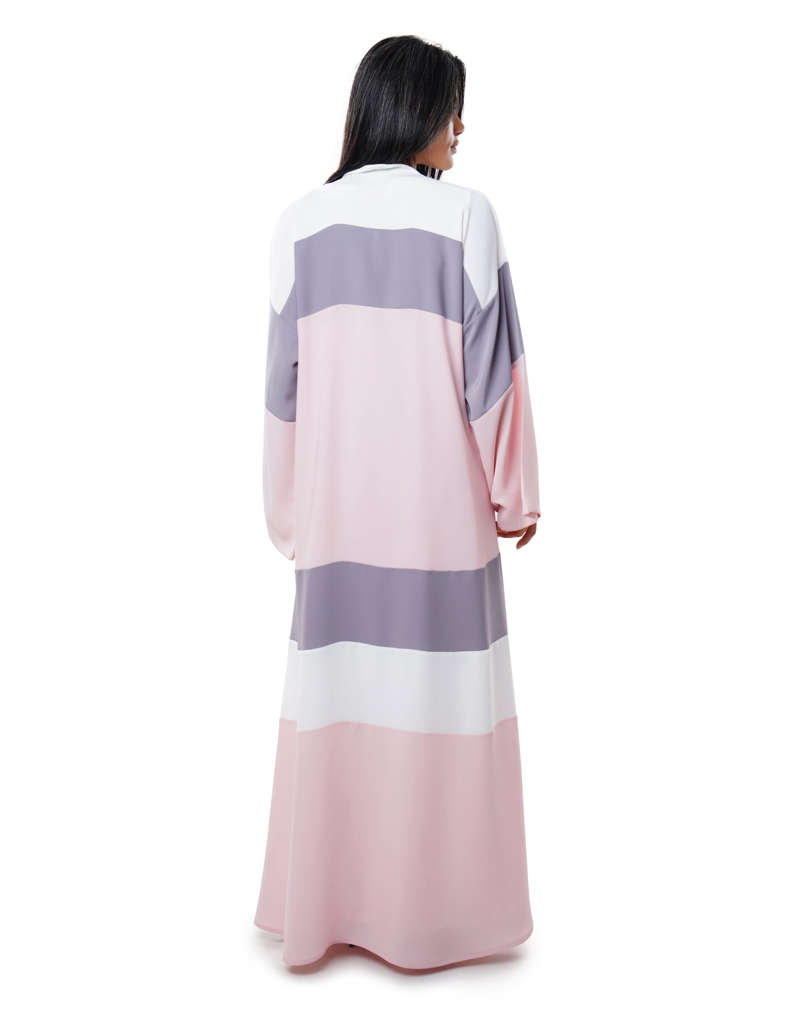 Hanayen Pastel Block-Pattern Abaya