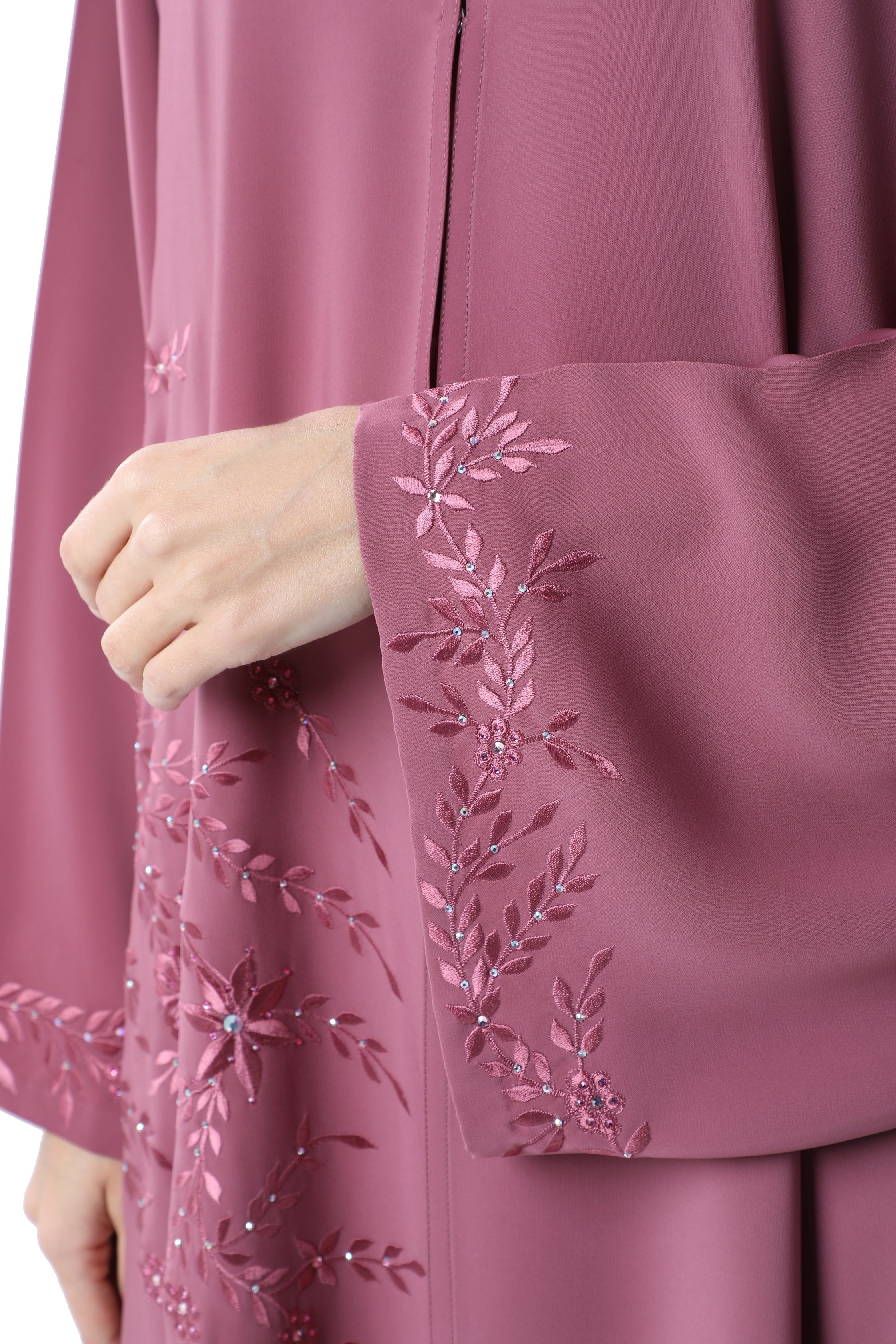 Hanayen Pink Abaya Embroidery Design best abaya online in dubai