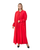 Hanayen Red Abaya with Gathered Sleeves and Crystal Detailing best abaya online in dubai